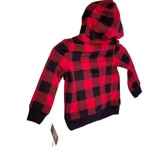Ideology Unisex Little Kids Buffalo Plaid Hoodie, red black, 2T-3T - Picture 2 of 7